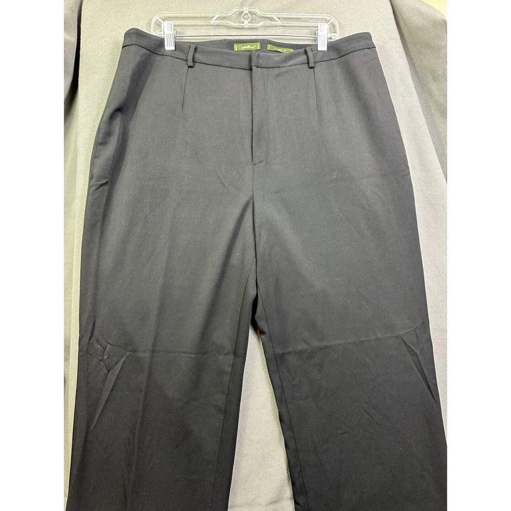 Eddie Bauer Classic‎ Fit Mens Black Dress Pants Flat Front Trousers Size 18 Tall